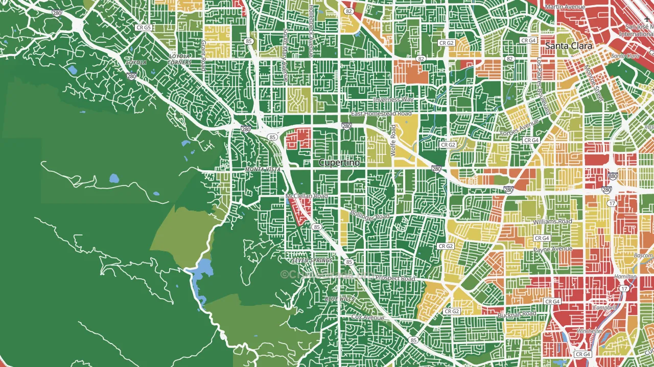 Cupertino, CA Map of Drug-Related Crime Rates