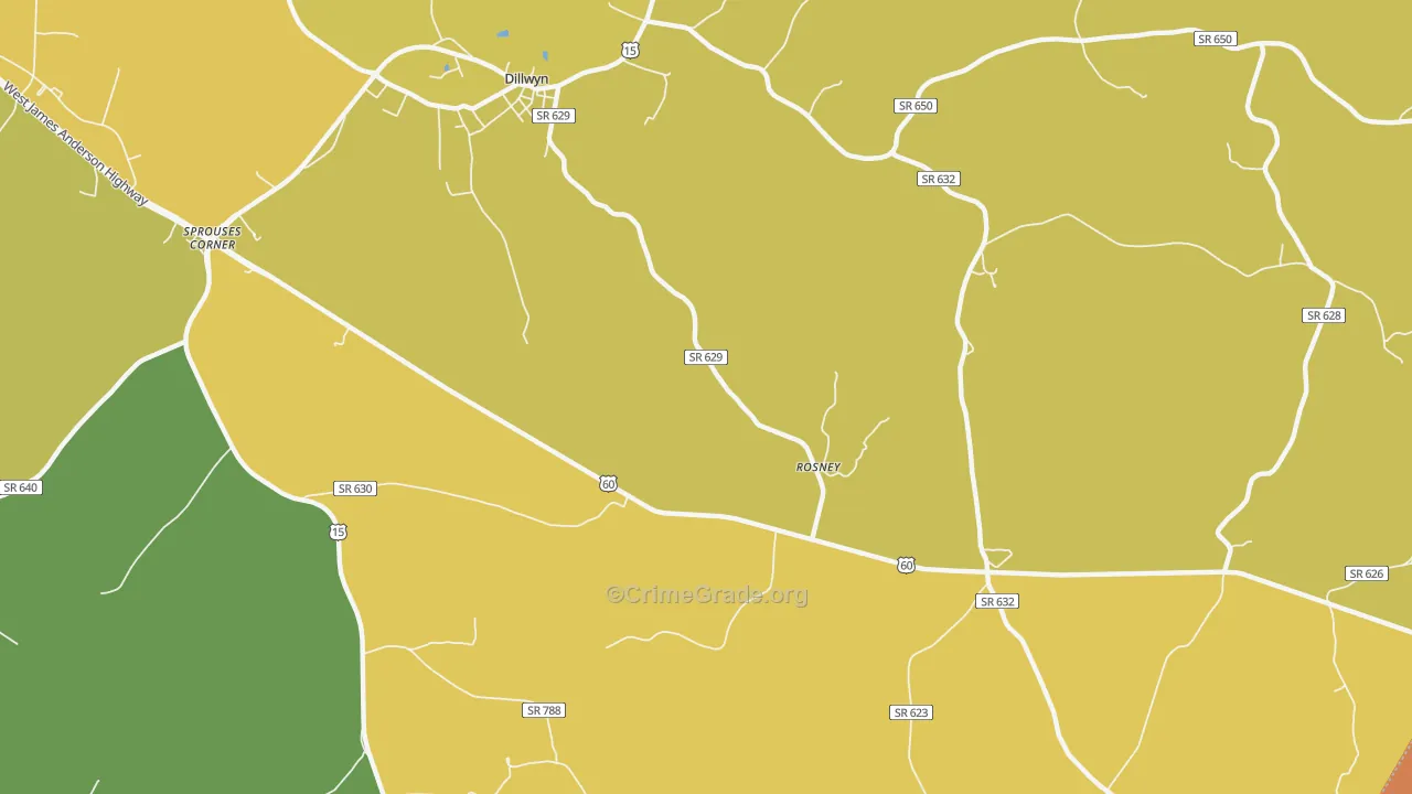 Curdsville, VA Map of Drug-Related Crime Rates