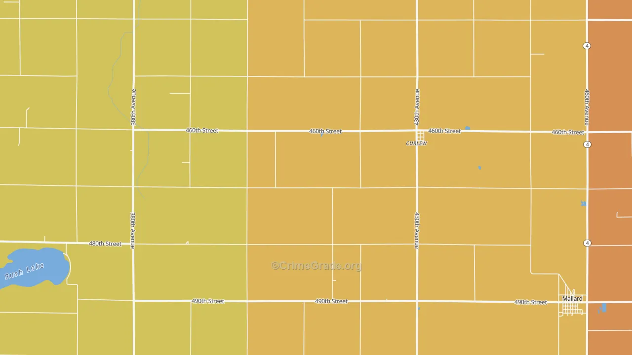 Curlew, IA Map of Drug-Related Crime Rates