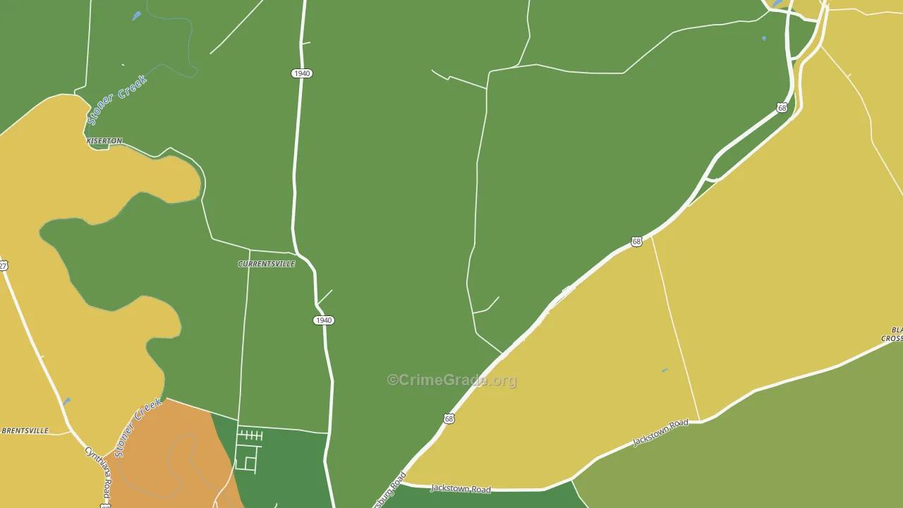 Currentsville, KY Map of Drug-Related Crime Rates