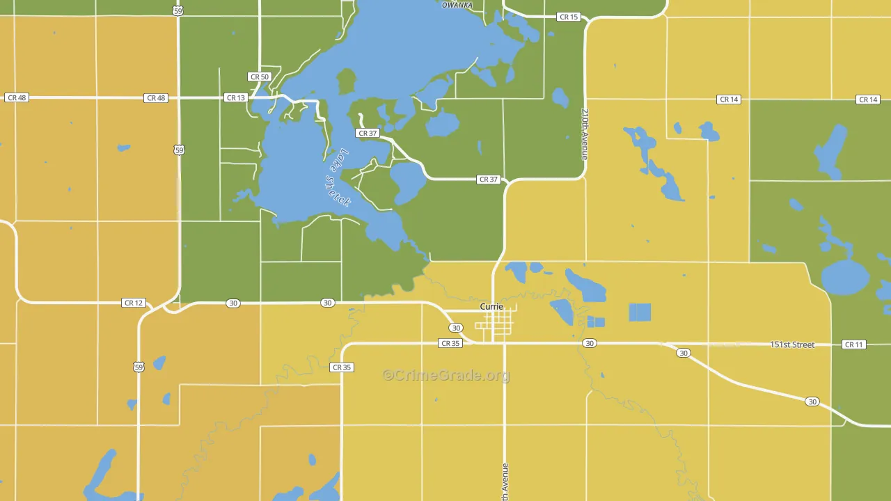 Currie, MN Map of Drug-Related Crime Rates