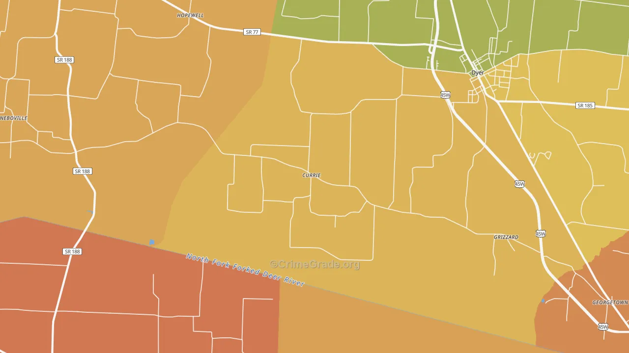 Currie, TN Map of Drug-Related Crime Rates