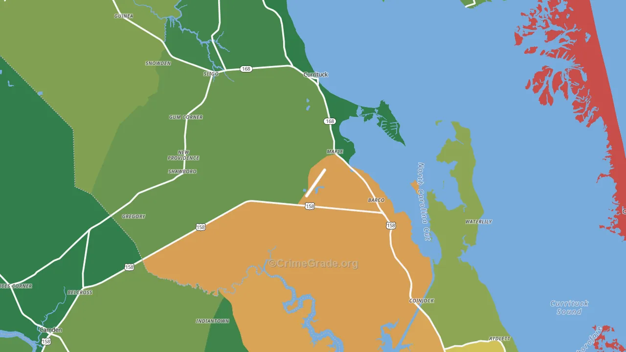 Currituck County, NC Map of Drug-Related Crime Rates