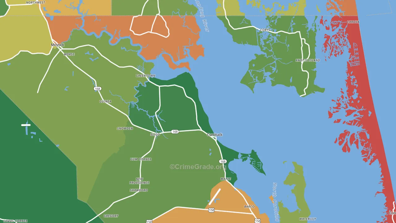 Currituck, NC Map of Drug-Related Crime Rates
