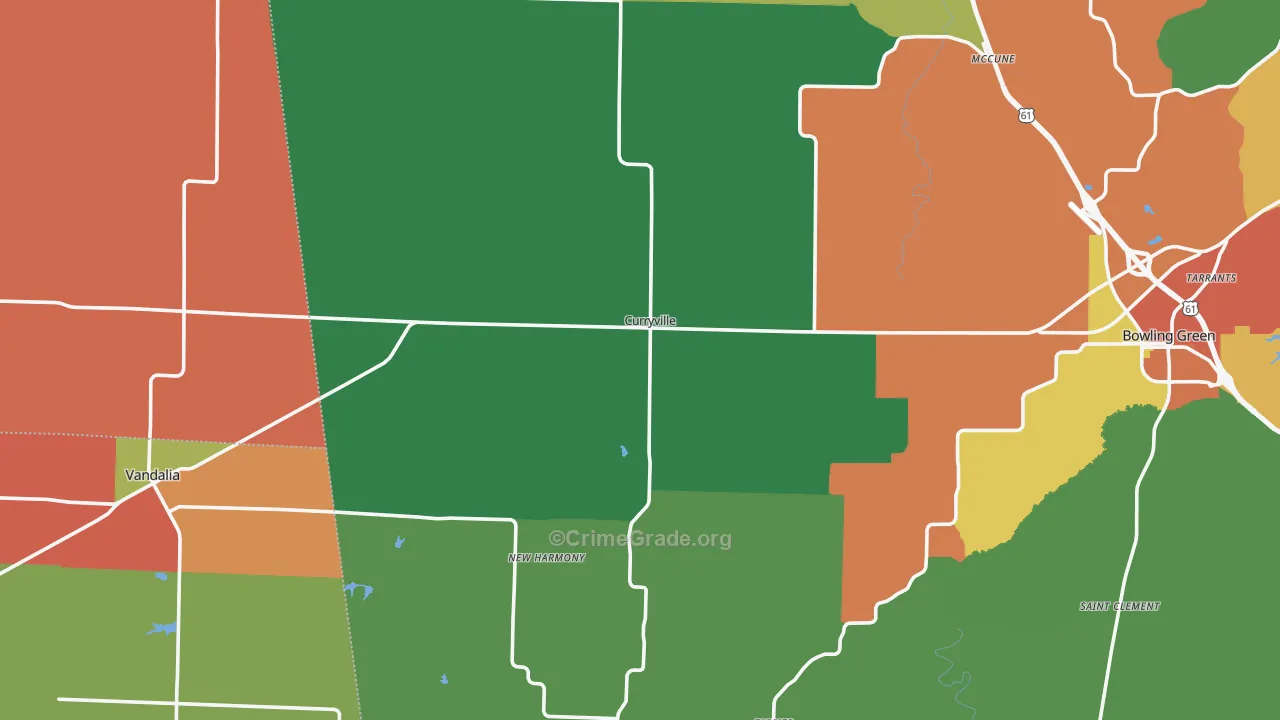 Curryville, MO Map of Drug-Related Crime Rates
