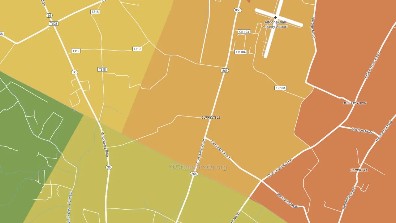 Curryville, PA Map of Drug-Related Crime Rates