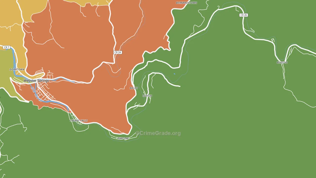 Curtin, WV Map of Drug-Related Crime Rates