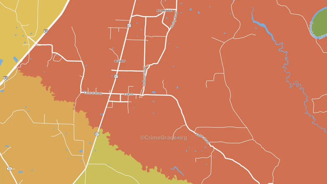 Curtis, AR Map of Drug-Related Crime Rates