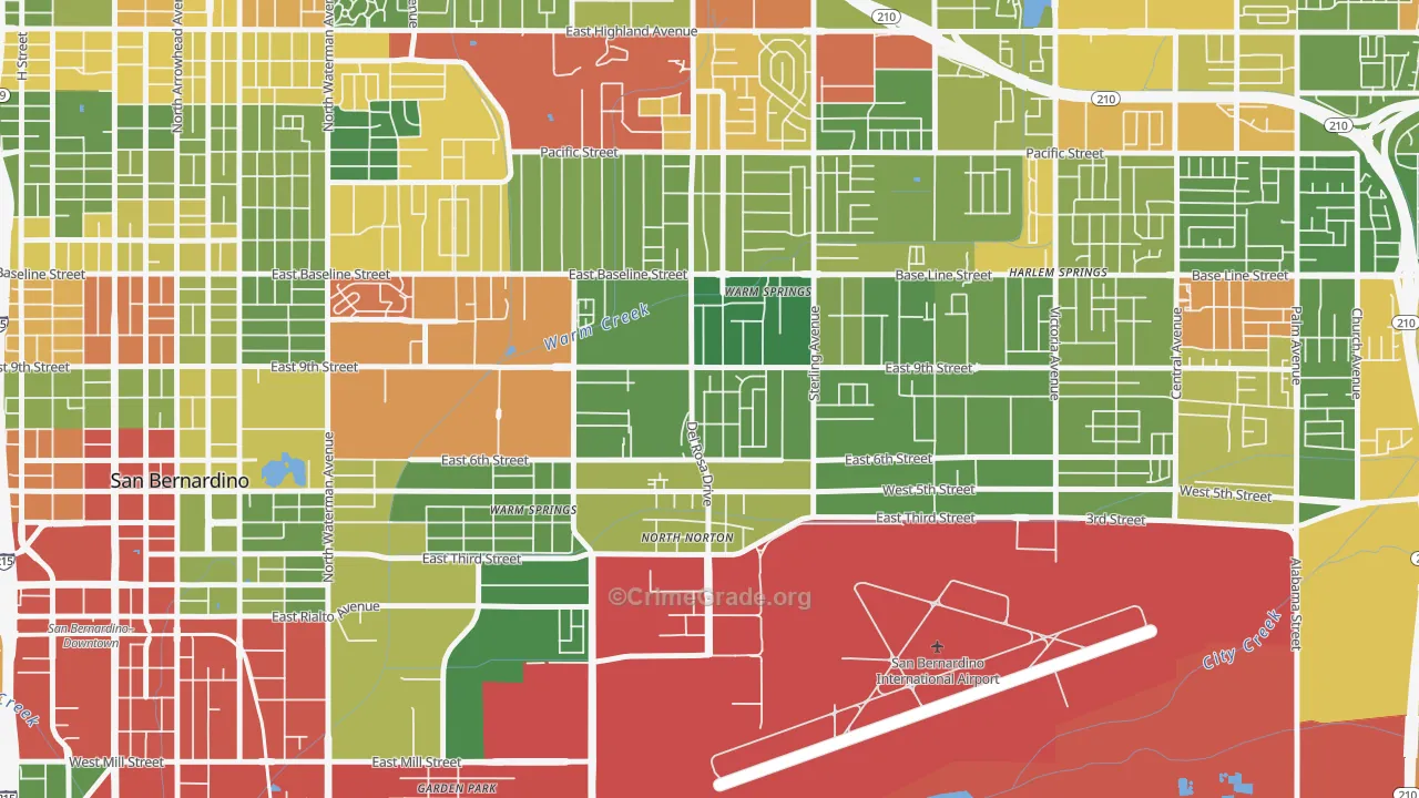 Curtis, Highland, CA Map of Drug-Related Crime Rates