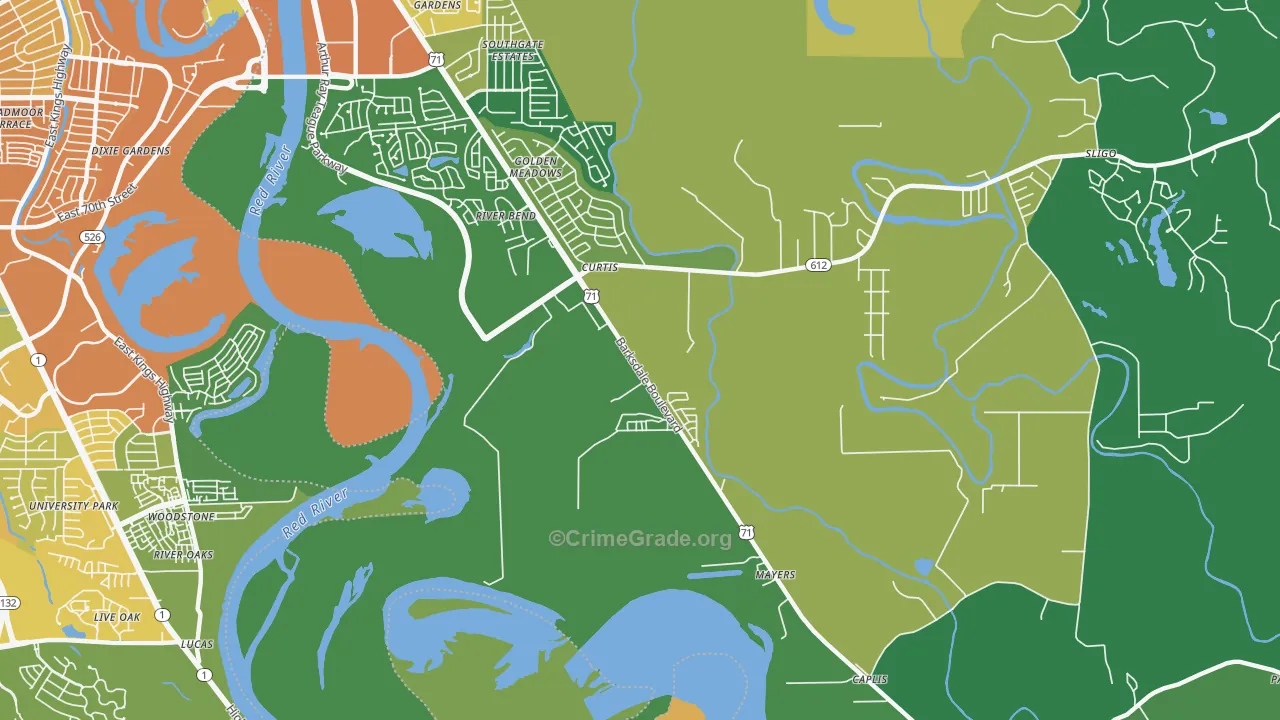 Curtis, LA Map of Drug-Related Crime Rates