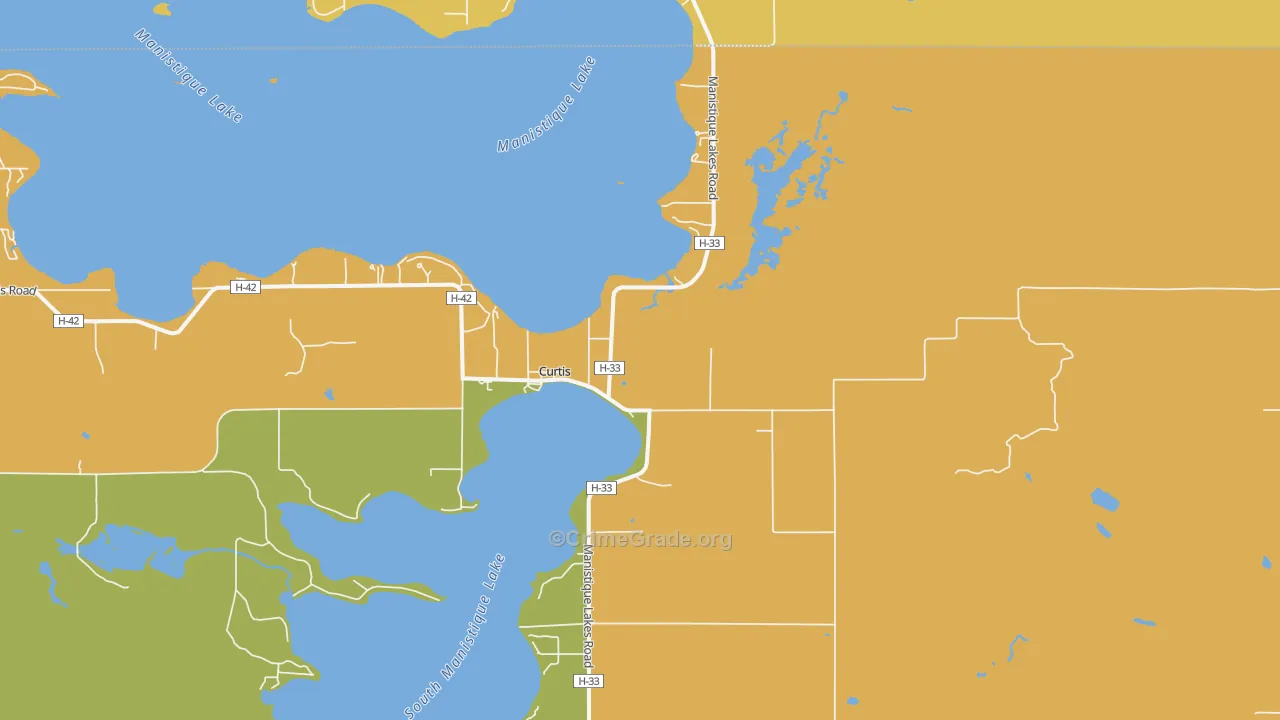 Curtis, MI Map of Drug-Related Crime Rates