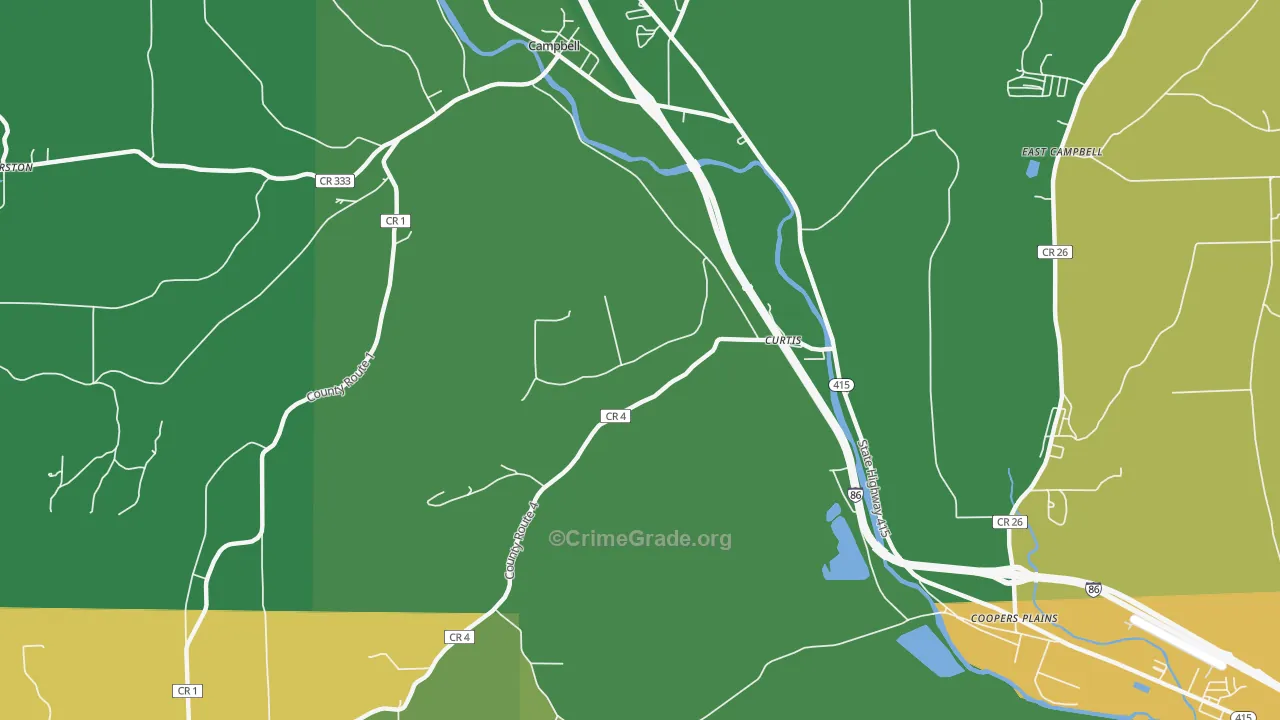 Curtis, NY Map of Drug-Related Crime Rates