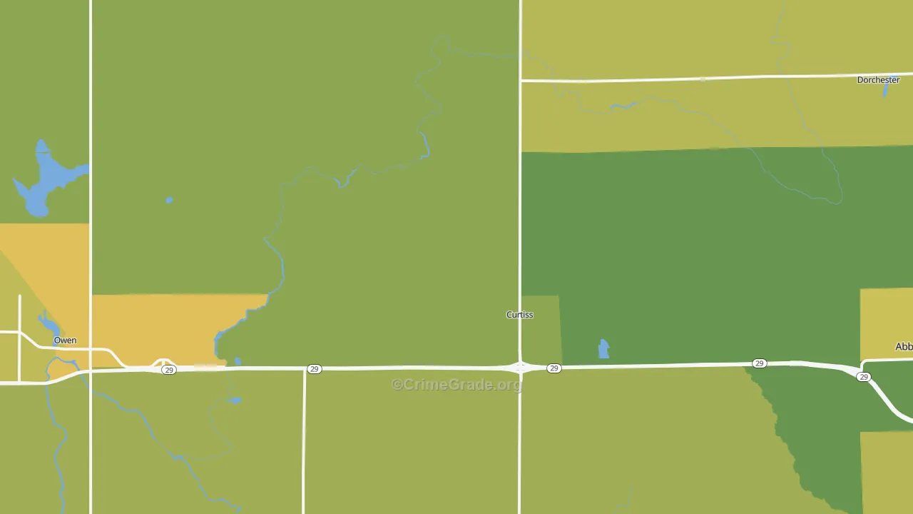Curtiss, WI Map of Drug-Related Crime Rates