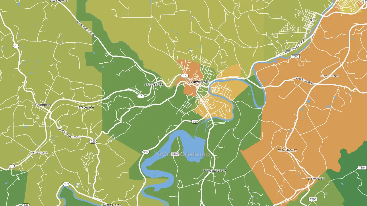 Curwensville, PA Map of Drug-Related Crime Rates