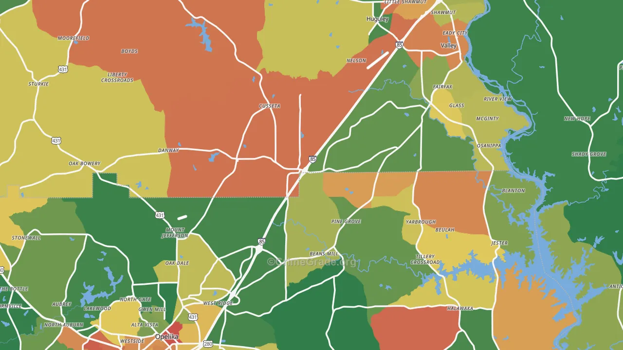 Cusseta, AL Map of Drug-Related Crime Rates