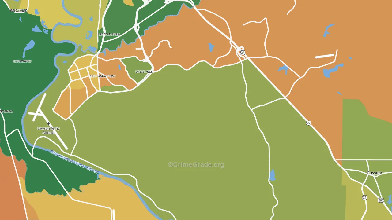 Cusseta, GA Map of Drug-Related Crime Rates
