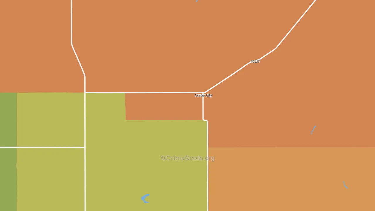 Custer City, OK Map of Drug-Related Crime Rates