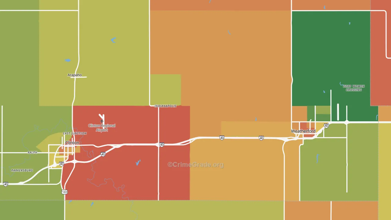 Custer County, OK Map of Drug-Related Crime Rates