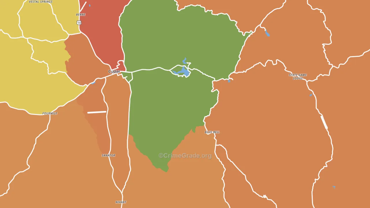 Custer County, SD Map of Drug-Related Crime Rates