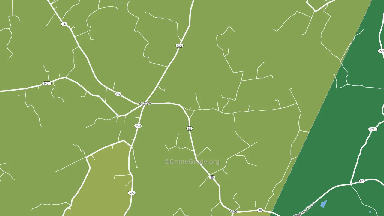 Custer, KY Map of Drug-Related Crime Rates