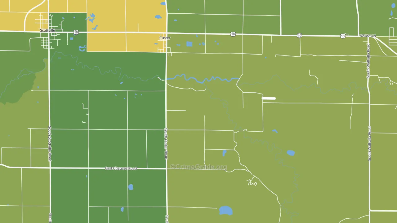 Custer, MI Map of Drug-Related Crime Rates