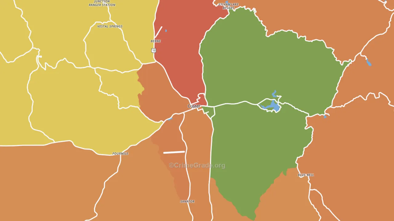 Custer, SD Map of Drug-Related Crime Rates