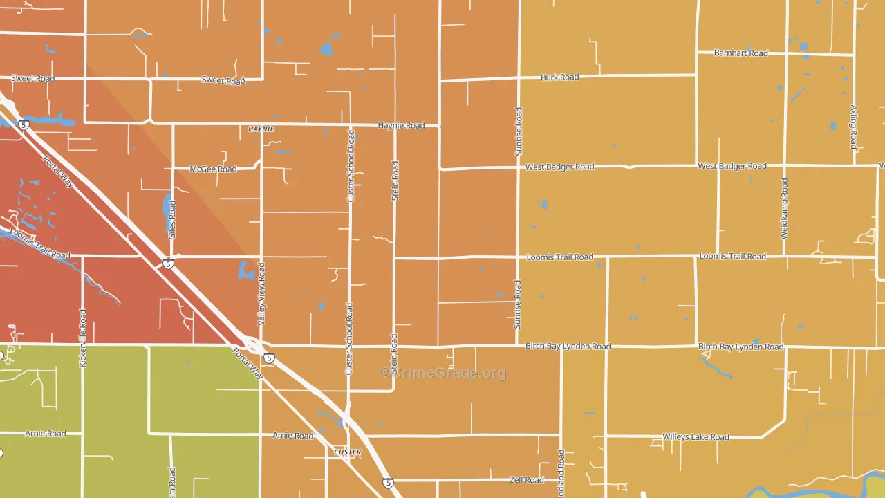 Custer, WA Map of Drug-Related Crime Rates