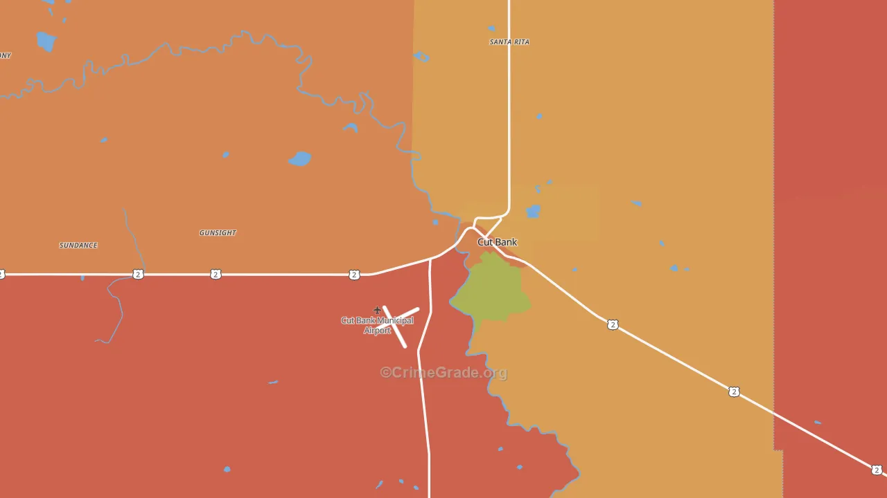 Cut Bank, MT Map of Drug-Related Crime Rates