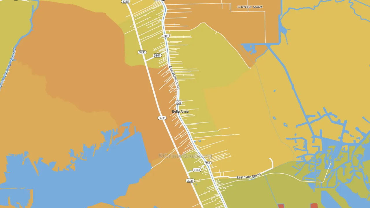 Cut Off, LA Map of Drug-Related Crime Rates