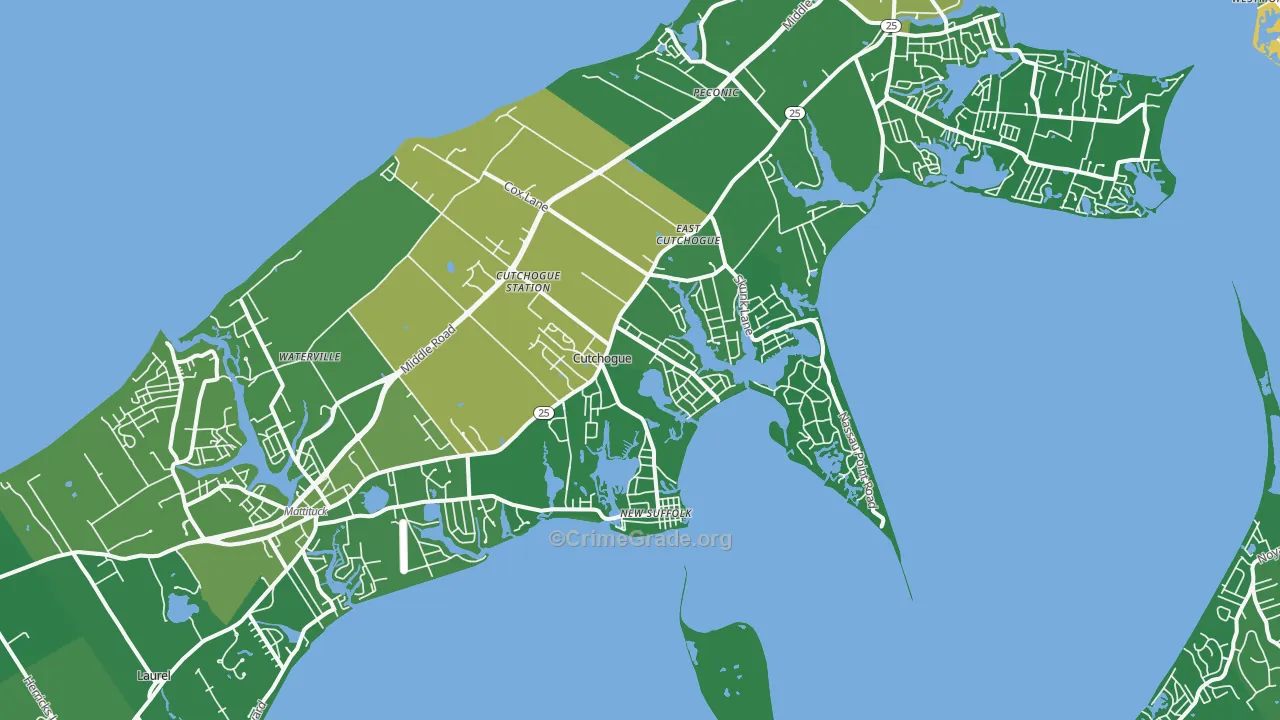 Cutchogue, NY Map of Drug-Related Crime Rates