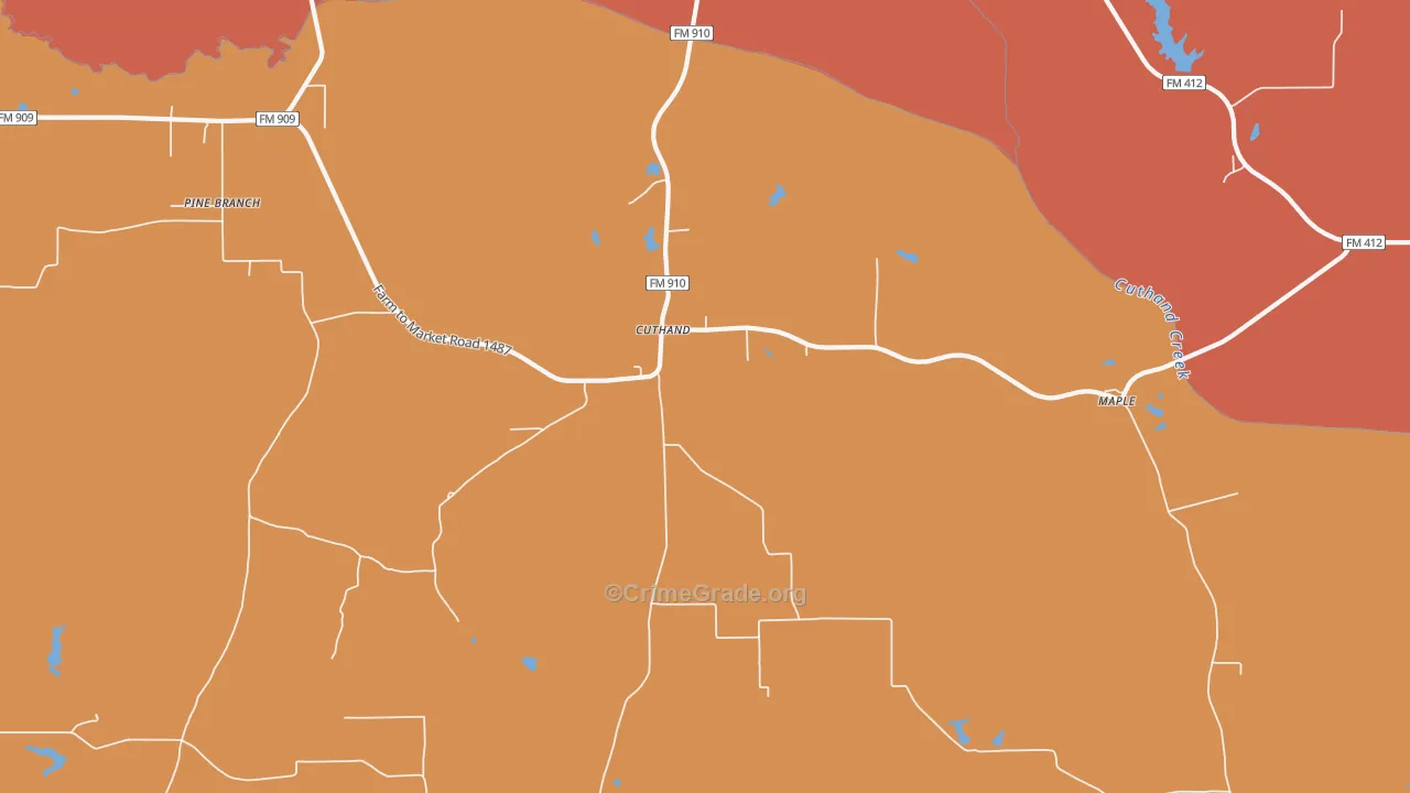 Cuthand, TX Map of Drug-Related Crime Rates