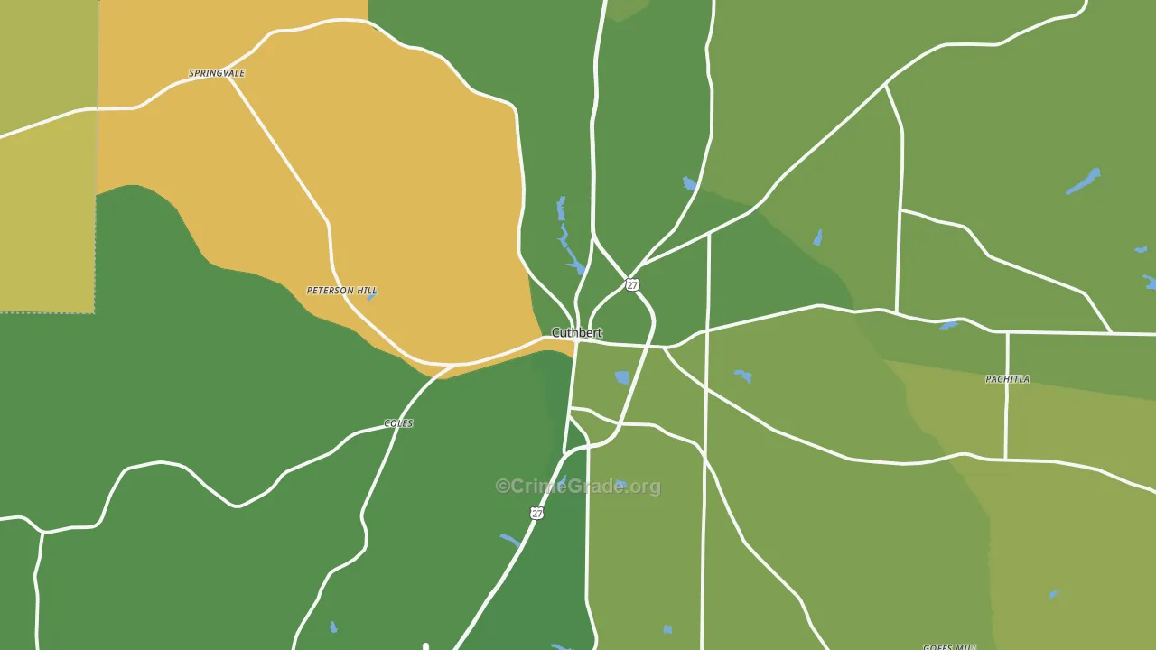 Cuthbert, GA Map of Drug-Related Crime Rates