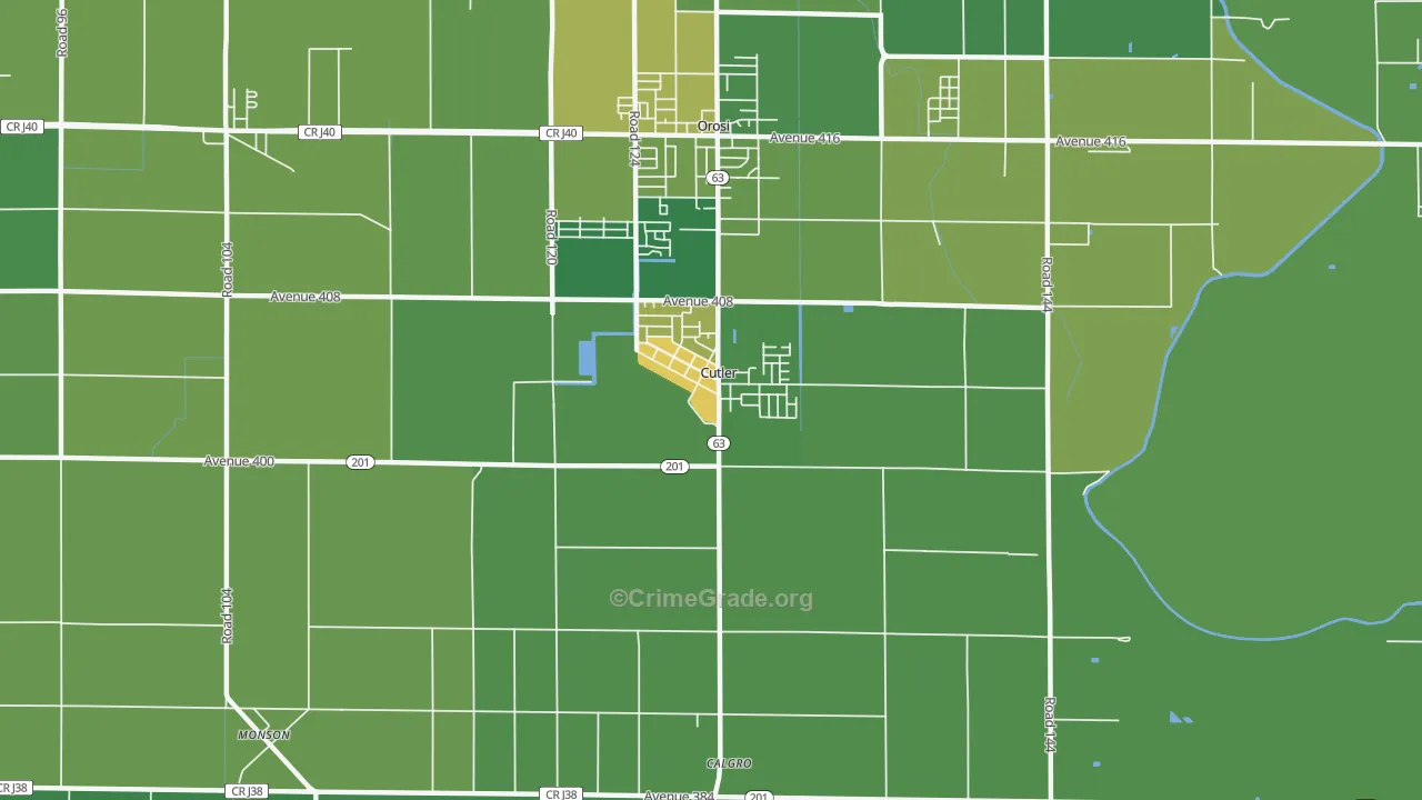 Cutler, CA Map of Drug-Related Crime Rates