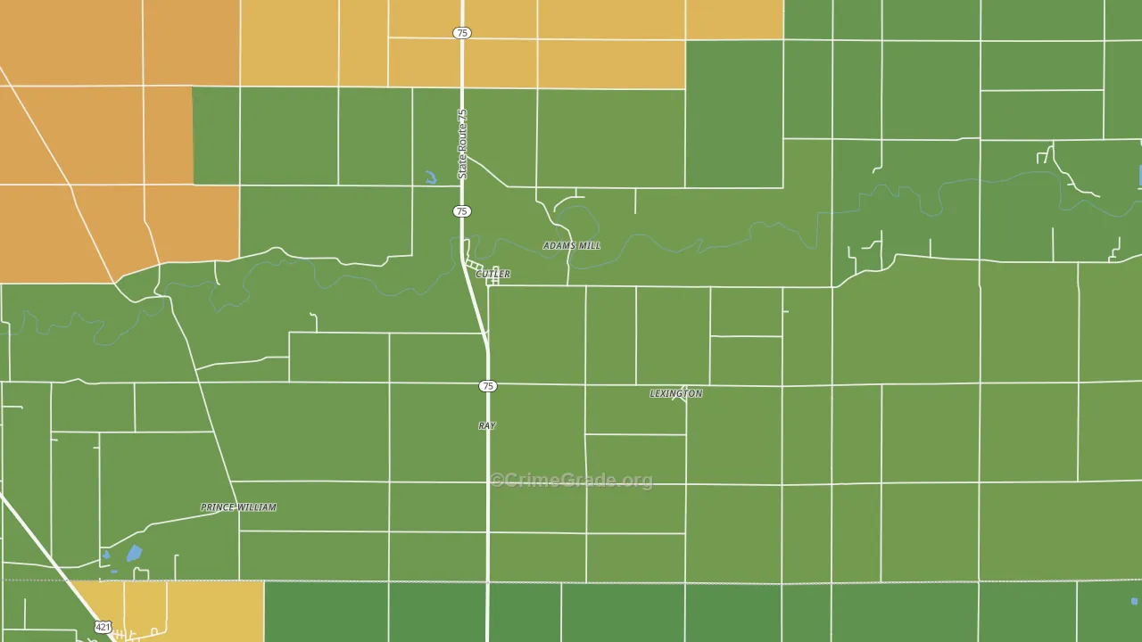 Cutler, IN Map of Drug-Related Crime Rates
