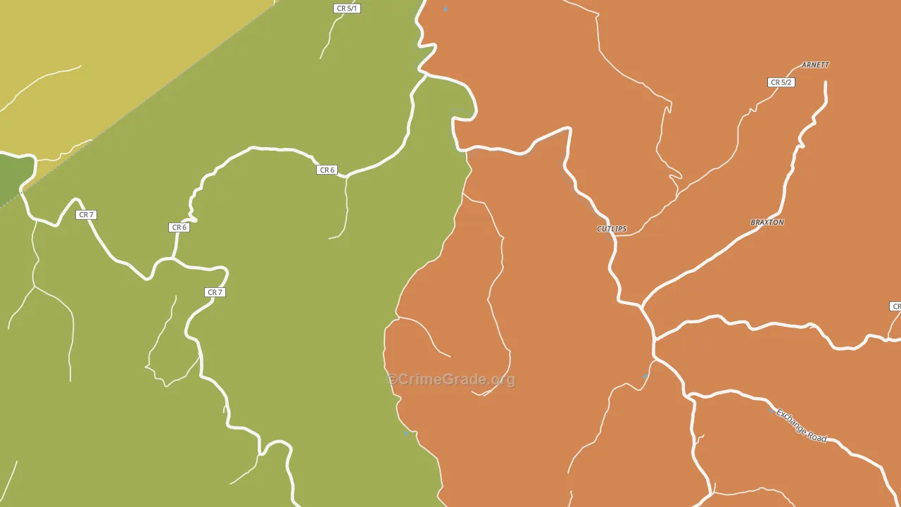 Cutlips, WV Map of Drug-Related Crime Rates