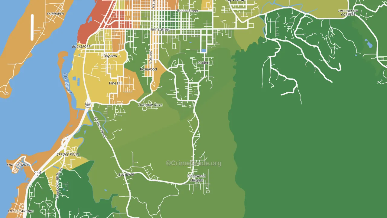 Cutten, Eureka, CA Map of Drug-Related Crime Rates
