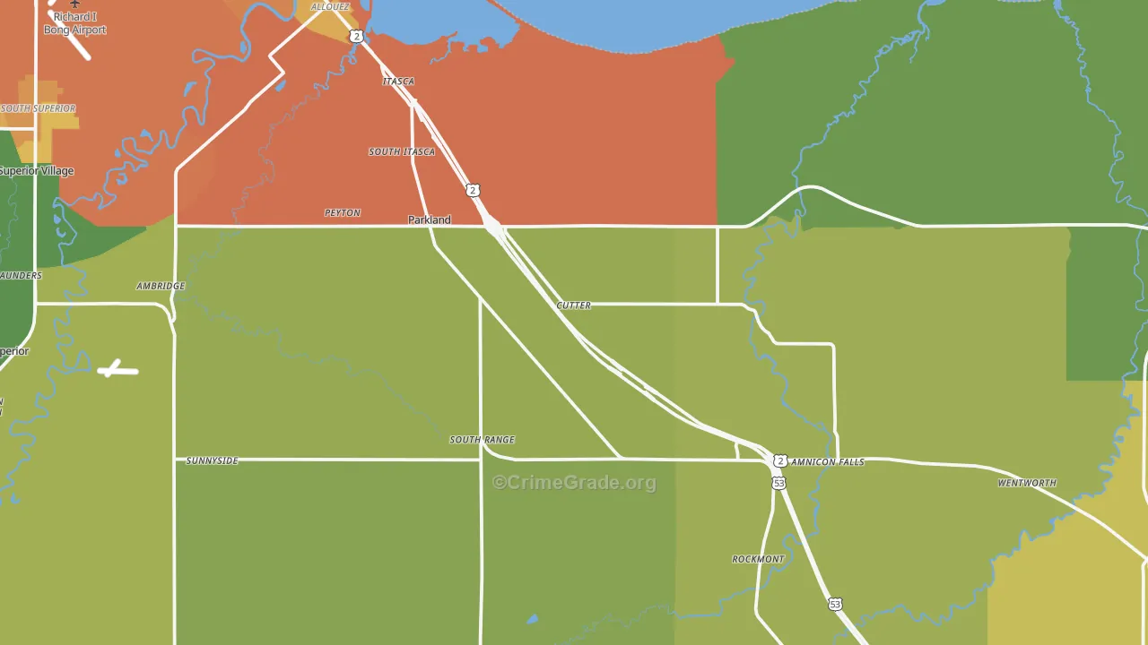 Cutter, WI Map of Drug-Related Crime Rates