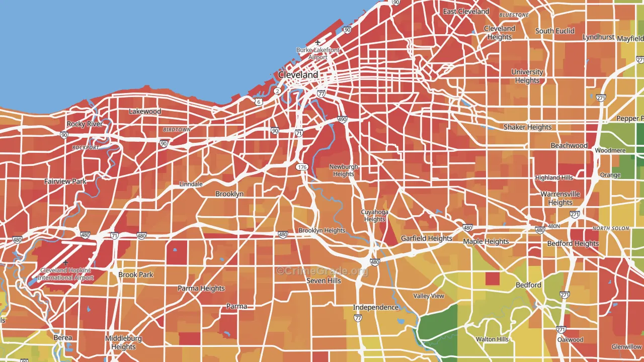 Cuyahoga County, OH Map of Drug-Related Crime Rates