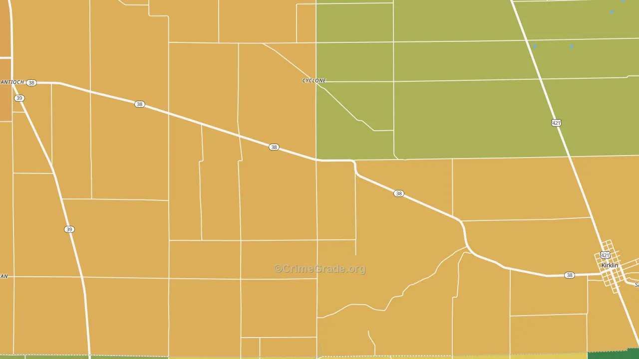 Cyclone, IN Map of Drug-Related Crime Rates