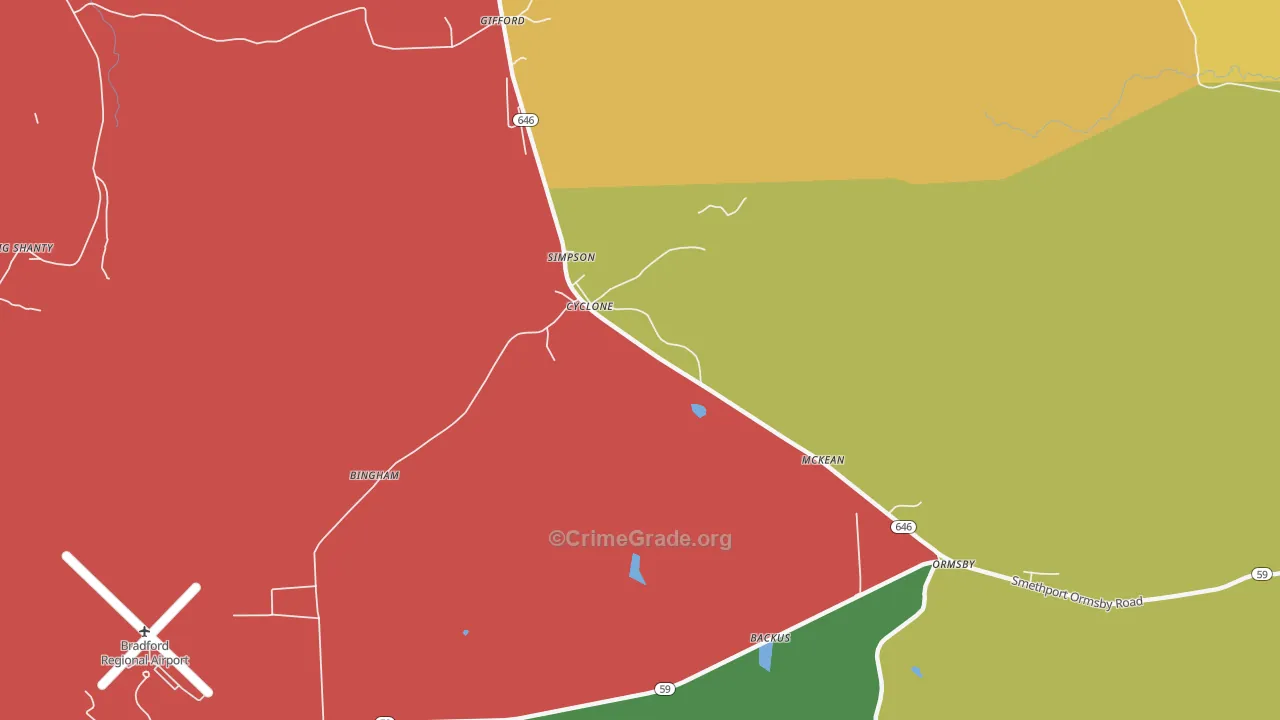 Cyclone, PA Map of Drug-Related Crime Rates