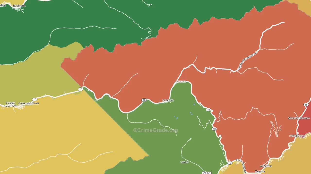 Cyclone, WV Map of Drug-Related Crime Rates