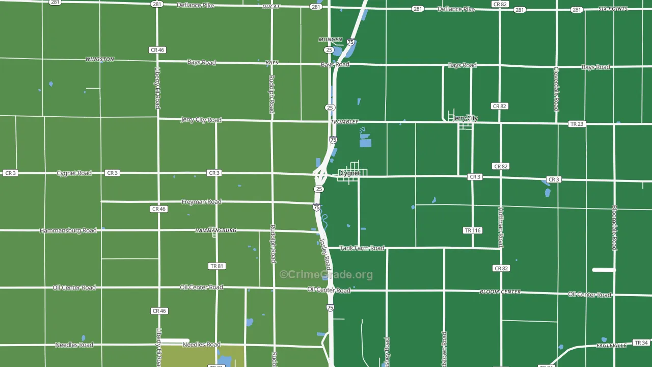 Cygnet, OH Map of Drug-Related Crime Rates