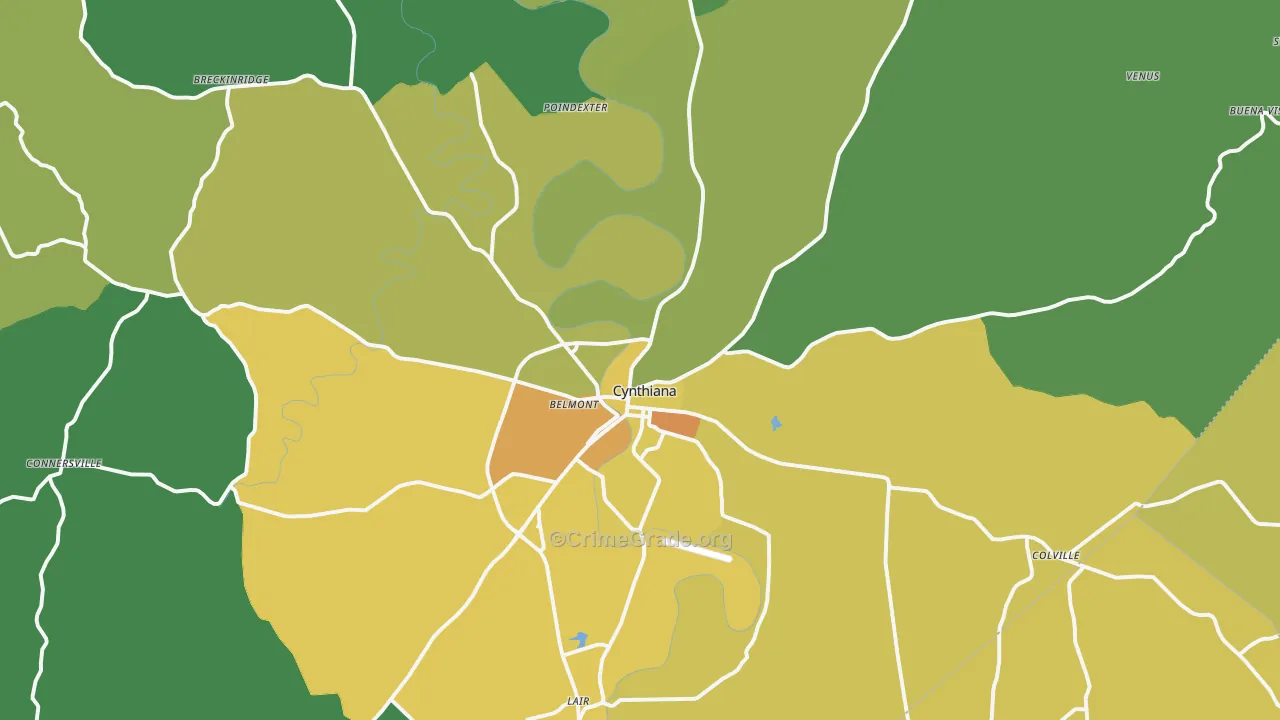 Cynthiana, KY Map of Drug-Related Crime Rates