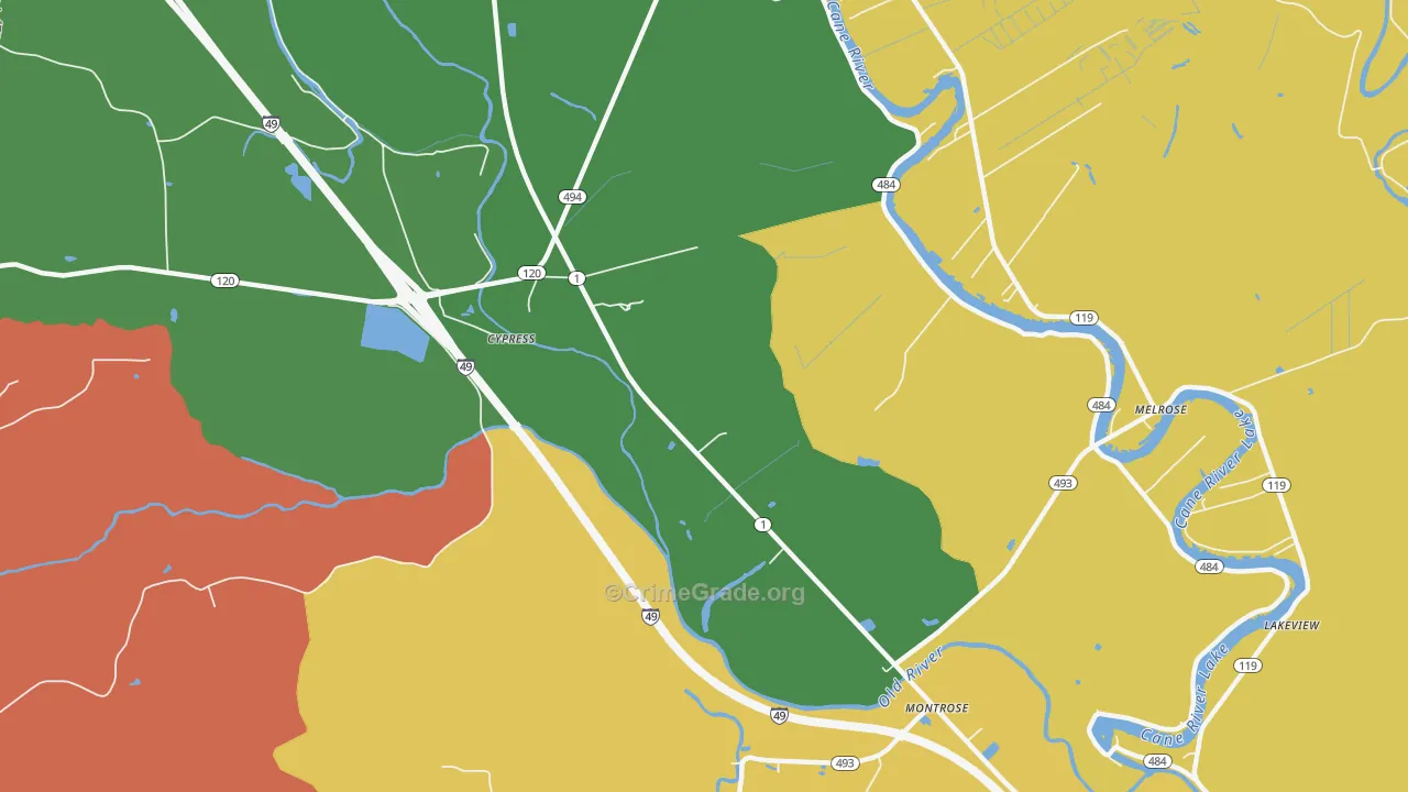 Cypress, LA Map of Drug-Related Crime Rates