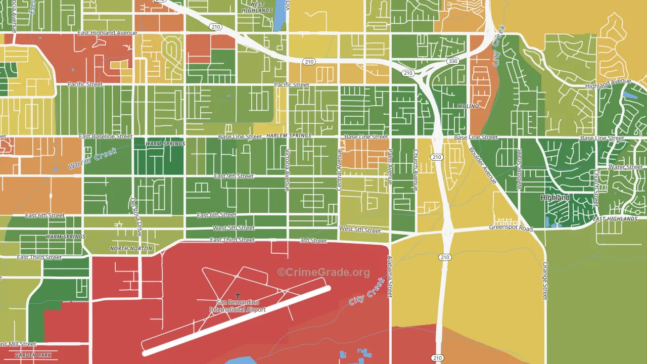 Cypress-Riverside, Highland, CA Map of Drug-Related Crime Rates