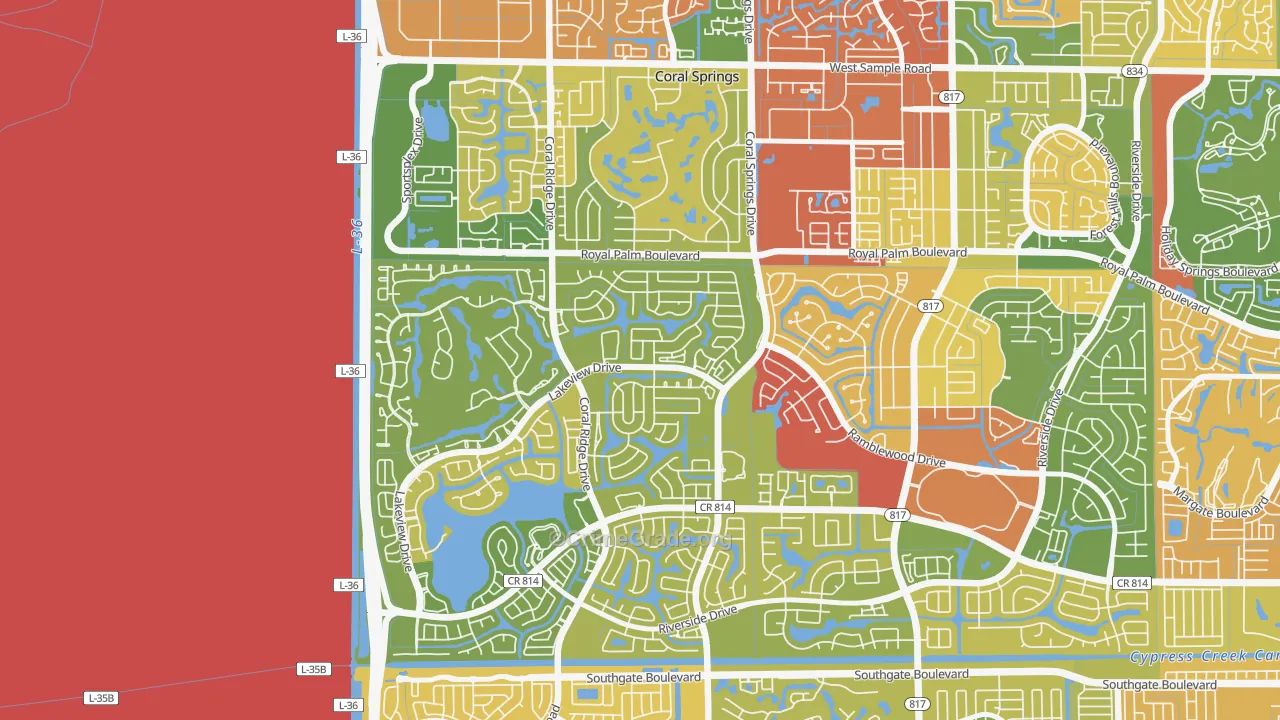 Cypress Run, Coral Springs, FL Map of Drug-Related Crime Rates