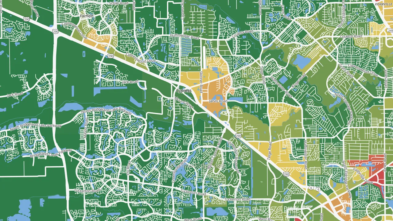 Cypress, TX Map of Drug-Related Crime Rates