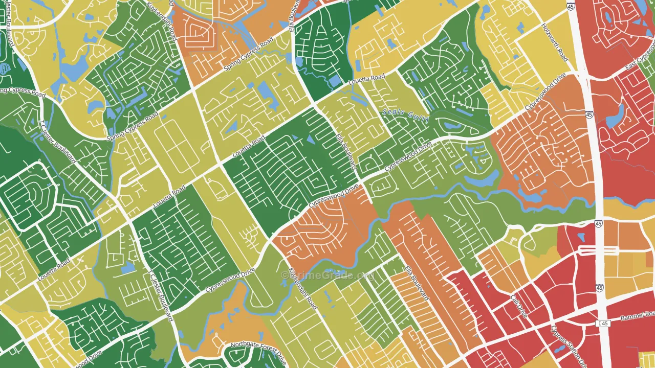 Cypresswood, Spring, TX Map of Drug-Related Crime Rates
