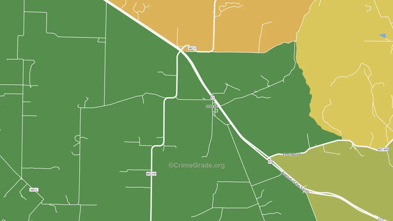 Cyrene, MO Map of Drug-Related Crime Rates