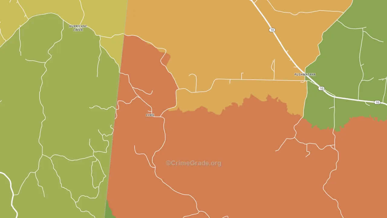 Cyril, AL Map of Drug-Related Crime Rates